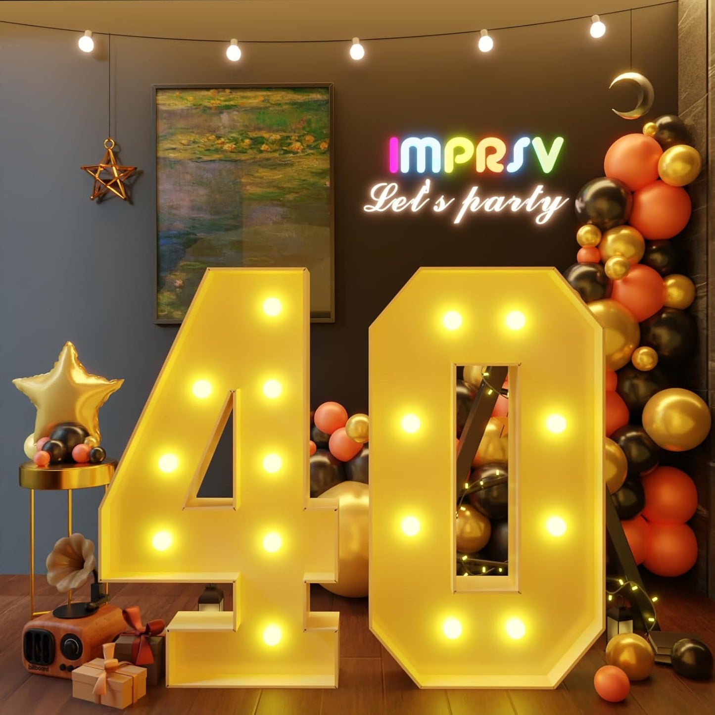 3FT Marquee Numbers for 40th Birthday Decorations and Parties