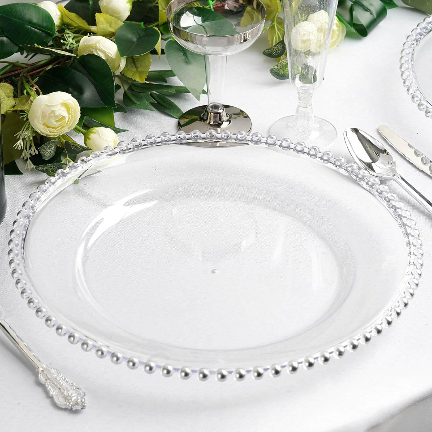 13 Charger Plates Set of 12 Silver Round Acrylic for Events