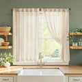 jinchan Small Window Curtains 54 in Length Linen Cafe Curtains - Light