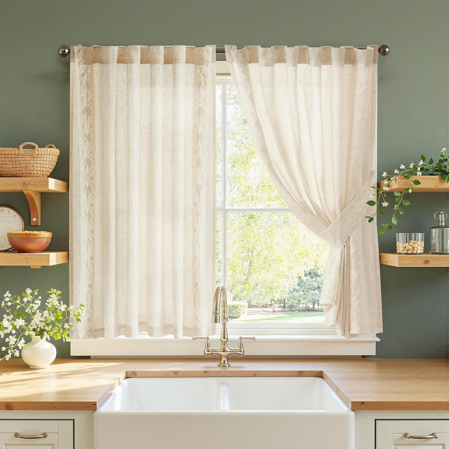 jinchan Small Window Curtains 54 Inch Length for Rustic Charm