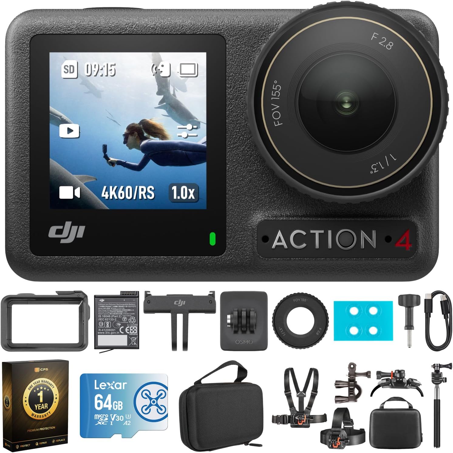 DJI Osmo Action 4K Combo - Waterproof Bundle + 64GB Card