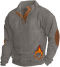 Mens Casual Corduroy Sweatshirt with Stand Collar and Buttons