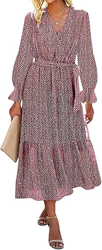 BTFBM Women's Casual Party Summer Fall Dresses Long Sleeve Maxi