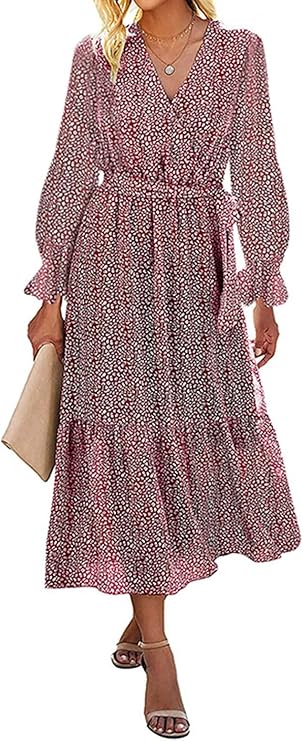 BTFBM Women's Casual Party Summer Fall Dresses 2023 Long Sleeve