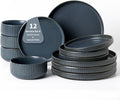 Dinnerware Sets for 4 - 12 Piece Dylan Reactive Glaze Stoneware Set