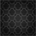 8x8ft Black Damask Floral Backdrop - Vintage Pattern Photography