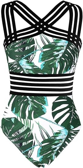 Hilor Women's One Piece Swimwear Front Crossover Monokinis