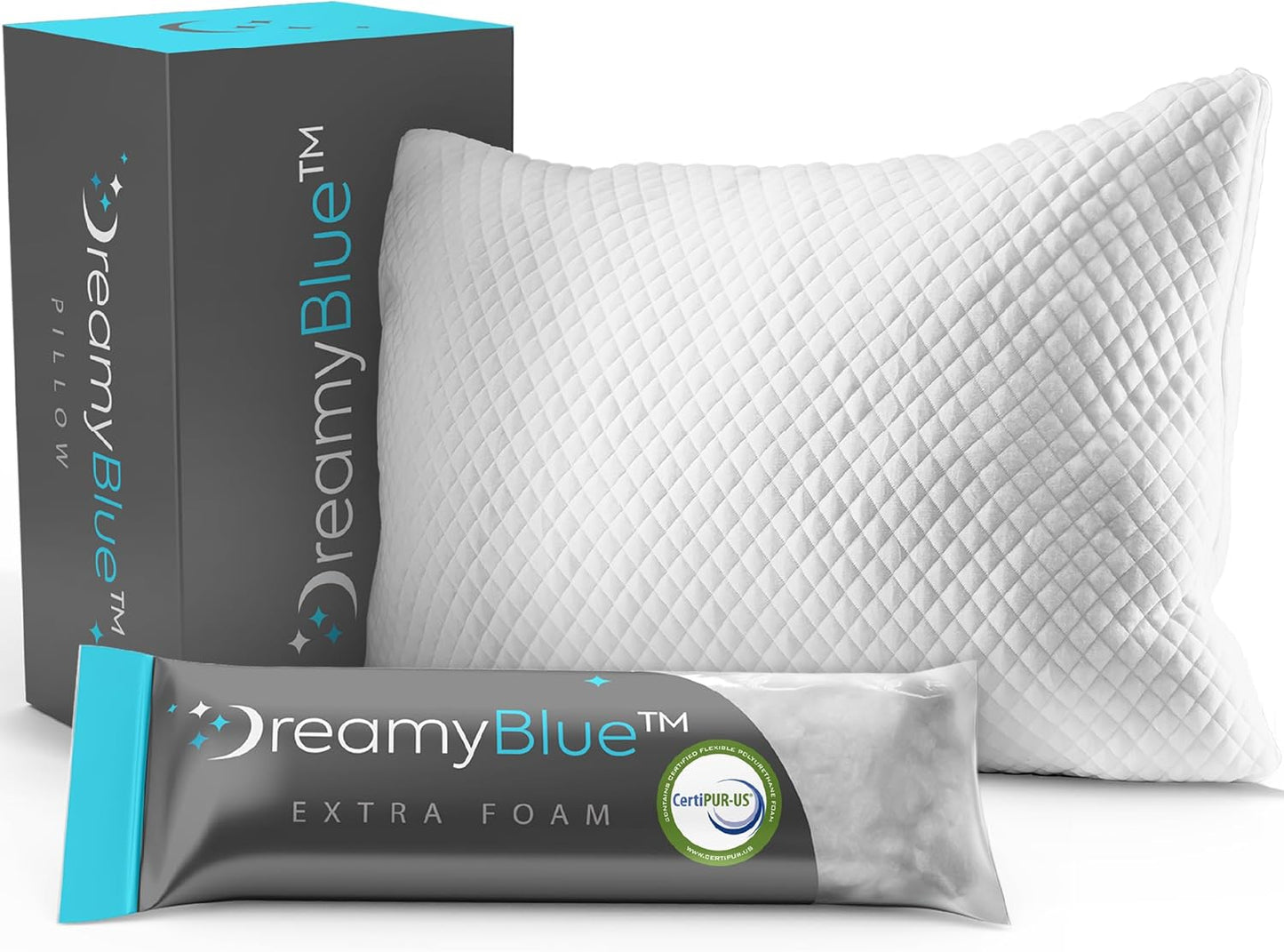 DreamyBlue Signature Pillow for All Sleepers with Adjustable Loft