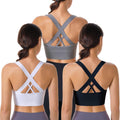Evercute Sports Bra for Women Padded Medium Support Criss Cross hand