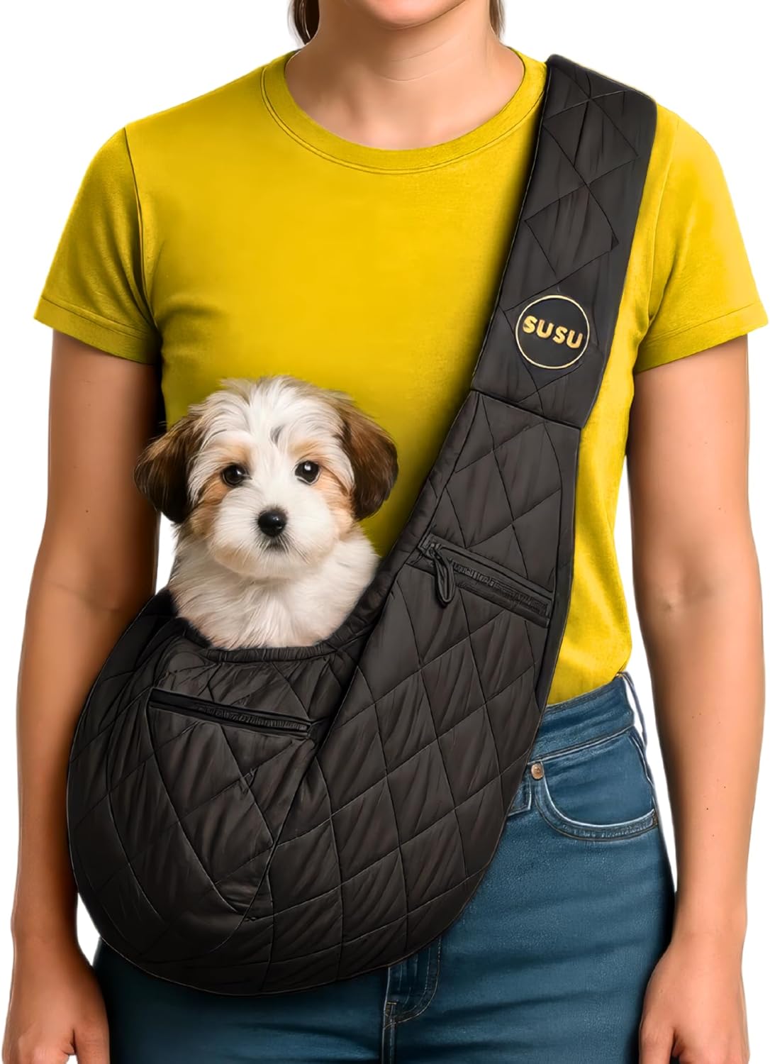 SUSU Small Dog Sling Carrier for Stylish Pet Travel and Comfort