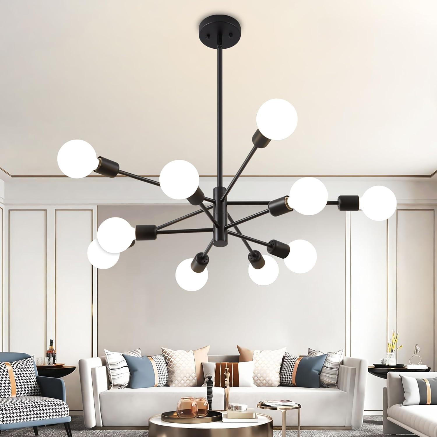 Sputnik Chandelier: Modern Black Lighting Fixture for Home