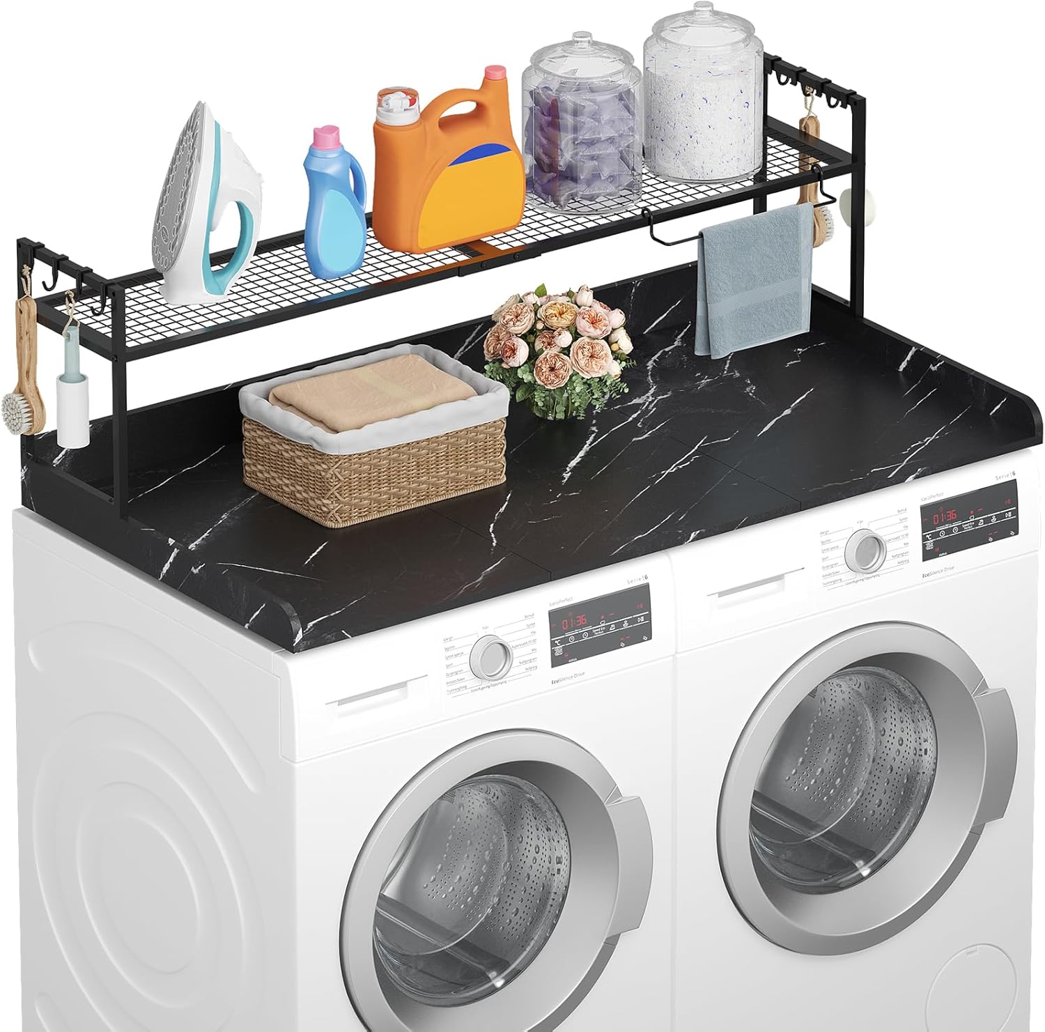 Lifewit Washer Dryer Countertop with Adjustable Shelf and Hooks