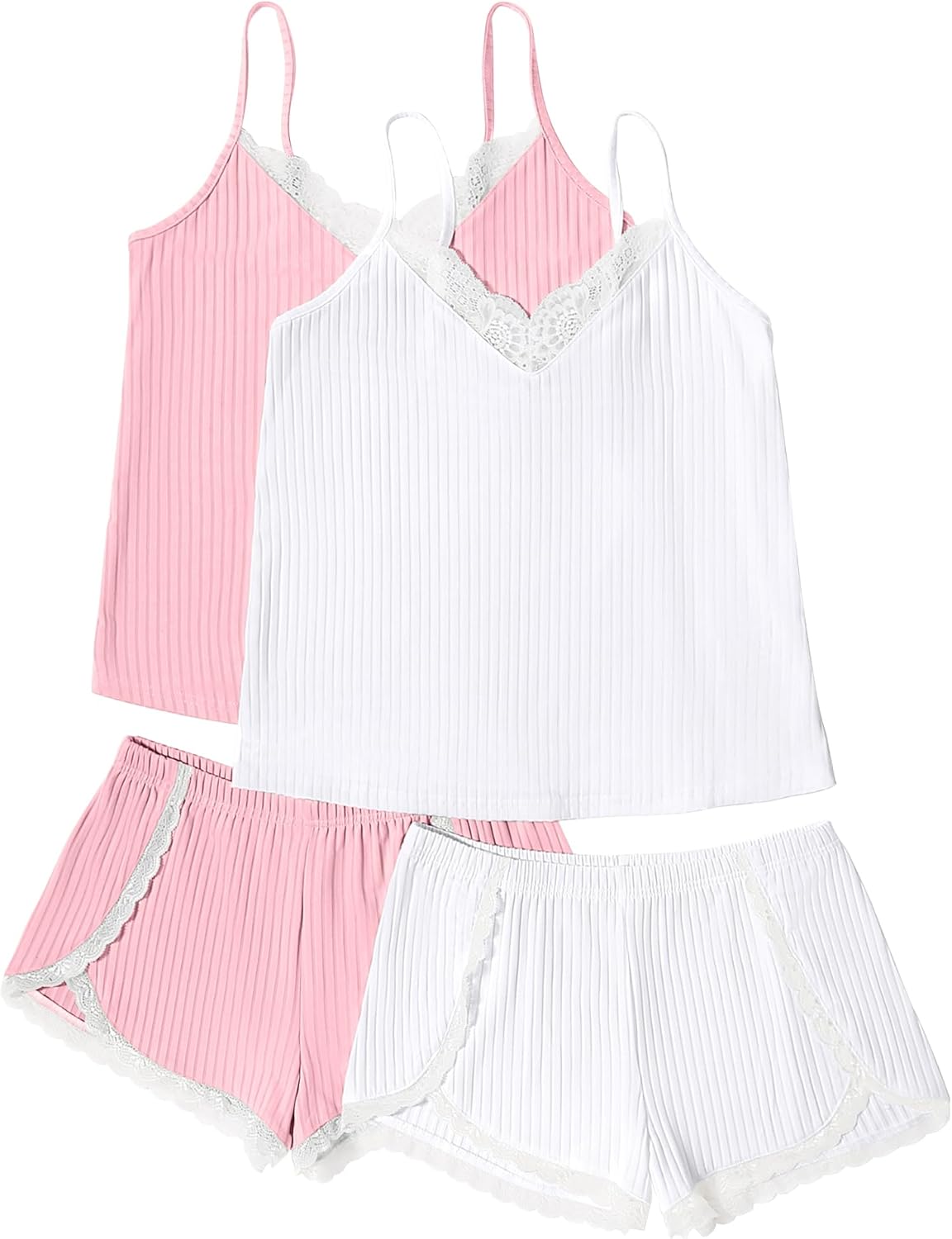 Ekouaer Womens Pajama Sets Soft Lingerie Sleepwear Cami Shorts