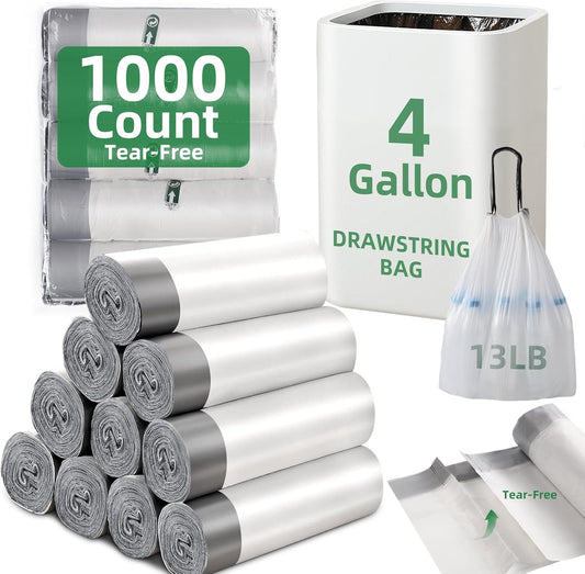 1000 Counts 4 Gallon Trash Bags for Home and Office Use