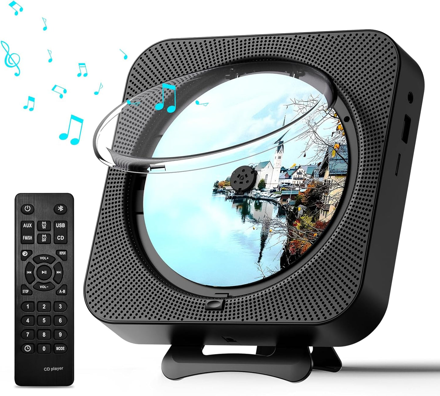 Portable CD Player with Bluetooth and Remote Control for Home