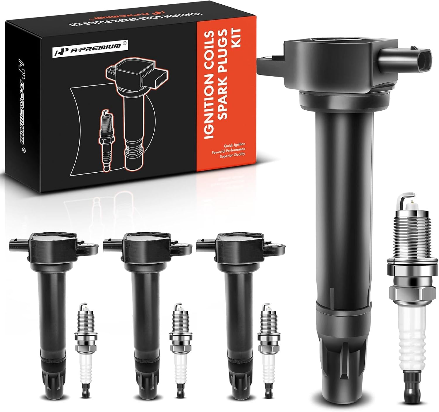 A-Premium Ignition Coil Pack & Iridium Spark Plugs Set for Jeep