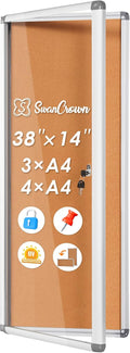 Locking Bulletin Board Tamper-Proof Notice Board 38x14 in - Secure