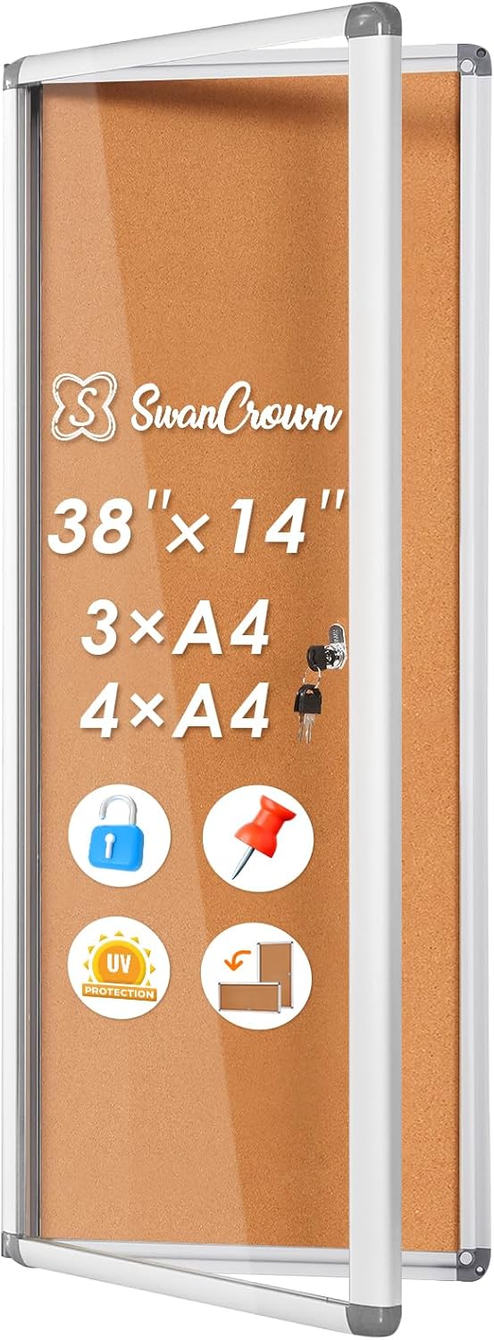 SWANCROWN Locking Bulletin Board for Secure Display and Organization
