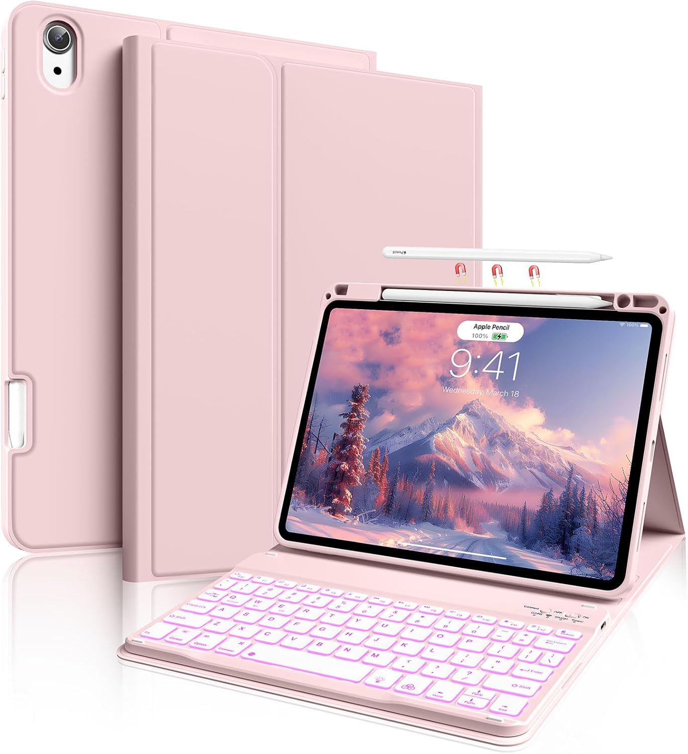 iPad Air 11-inch M3/M2 Case with Backlit Keyboard and Pencil Holder