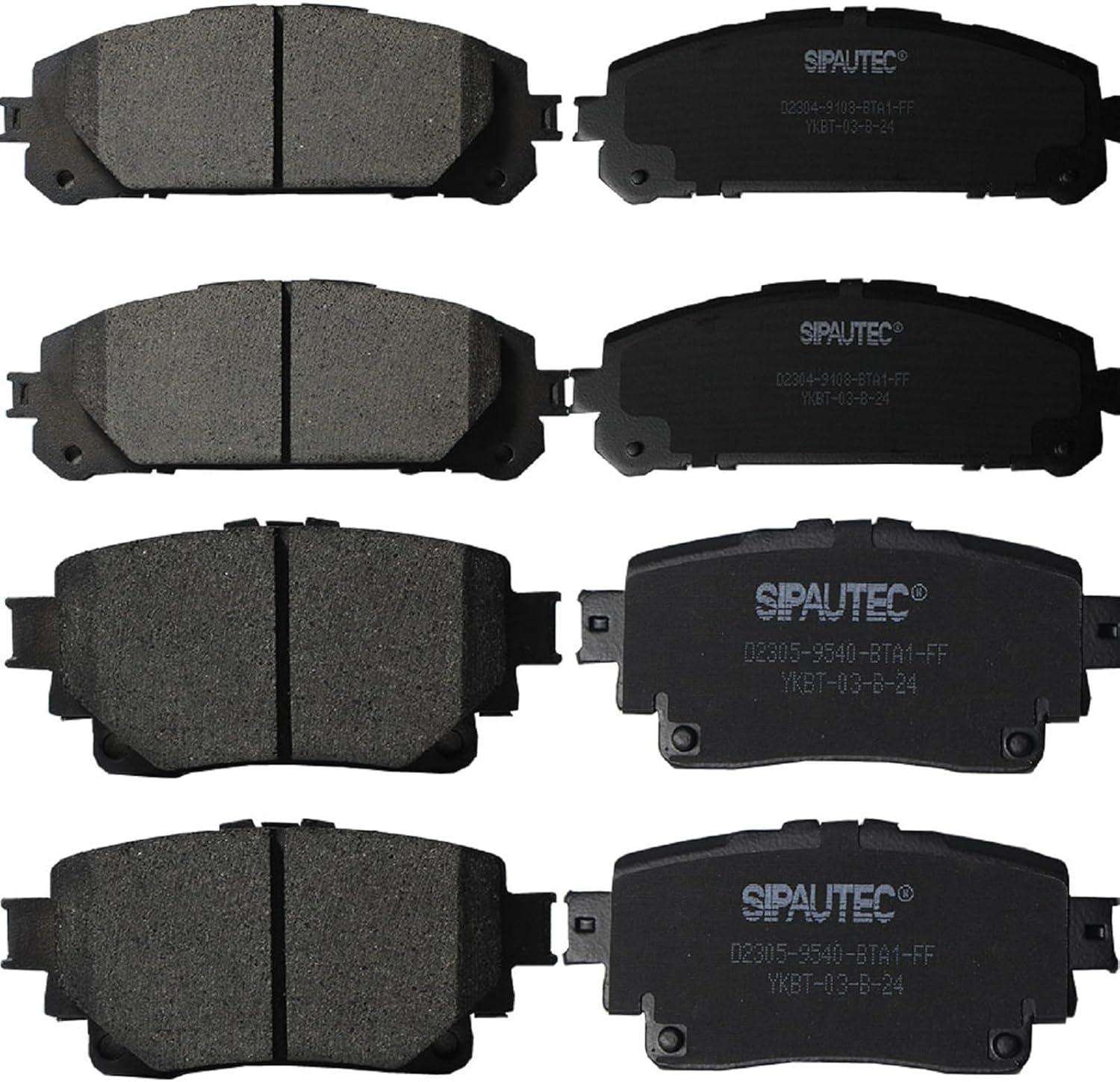 SIPAUTEC 8pcs Front & Rear Ceramic Brake Pads for Toyota Highlander