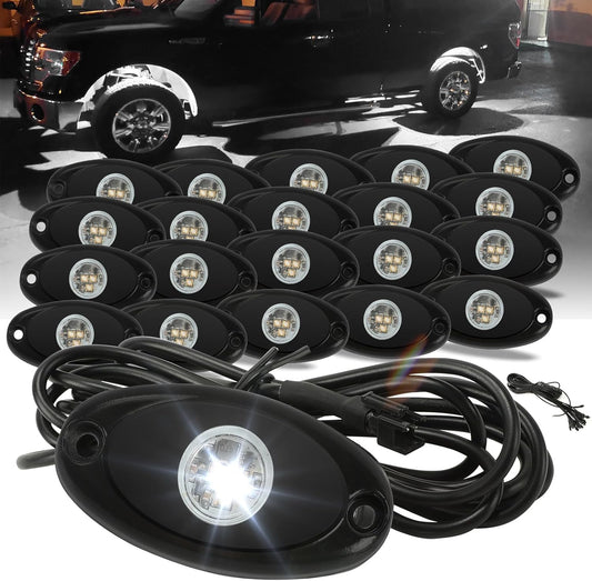 Brighten Your Ride with SUNPIE 20 Pods White Rock Lights Set
