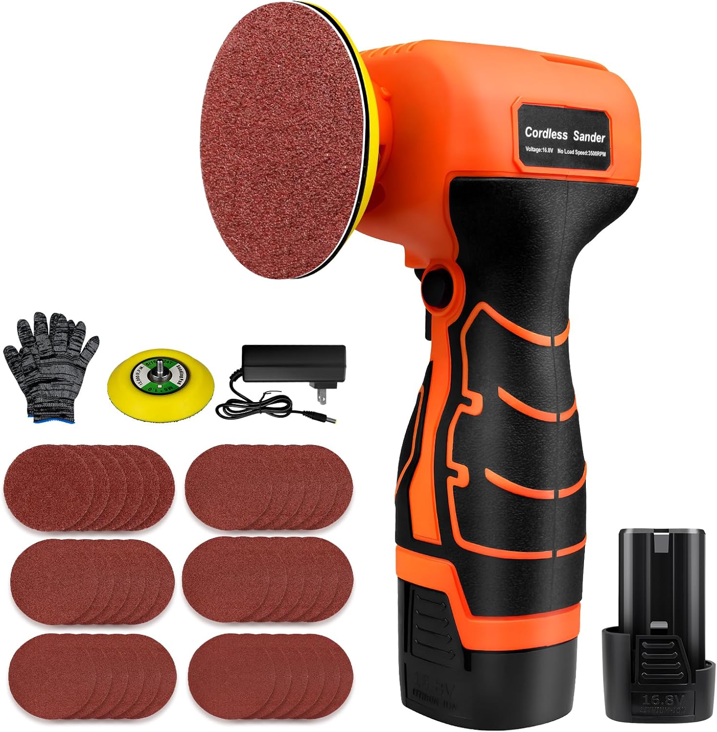 16.8V Cordless Electric Sander with 36PCS Sandpapers for DIY
