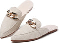 Metal Chain Decor Flat Mules for Women - Chic Slip-On Loafers