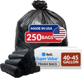 40 to 45 Gallon Trash Bags Heavy Duty - 250 Count Black