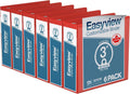 3 in Red Easyview Premium 3-Ring Binders Pack of 6 - Clear-View