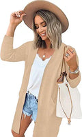 ECOWISH Womens Cardigan Color Block Striped Draped Kimono Style