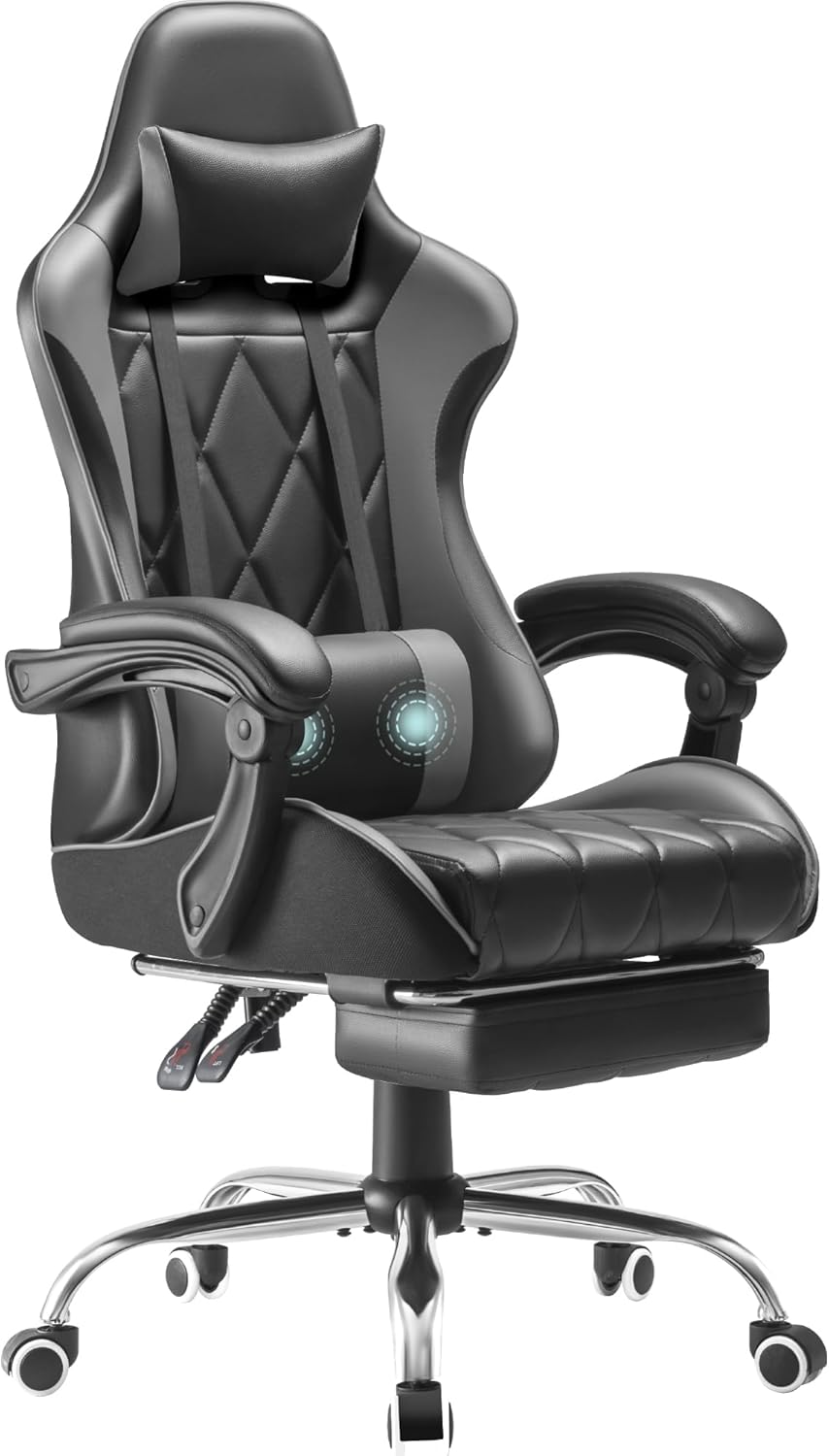 Homall Gaming Chair with Footrest & Massage Lumbar