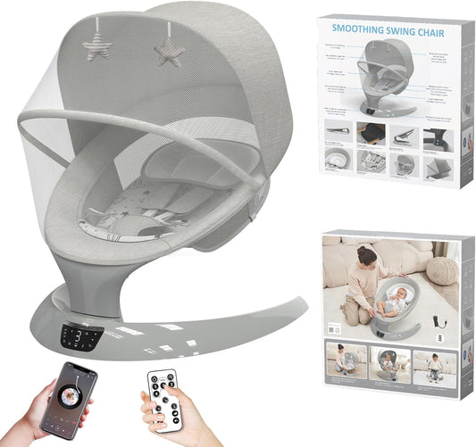 Electric Baby Swing for Infants with Bluetooth and Remote Control