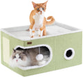 Cat Bed for Indoor Cats Cube House with Scratch Pad - Cozy Hideaway