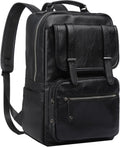 Black Leather Backpack for Men Waterproof Fit 15.6 in Laptop - Work