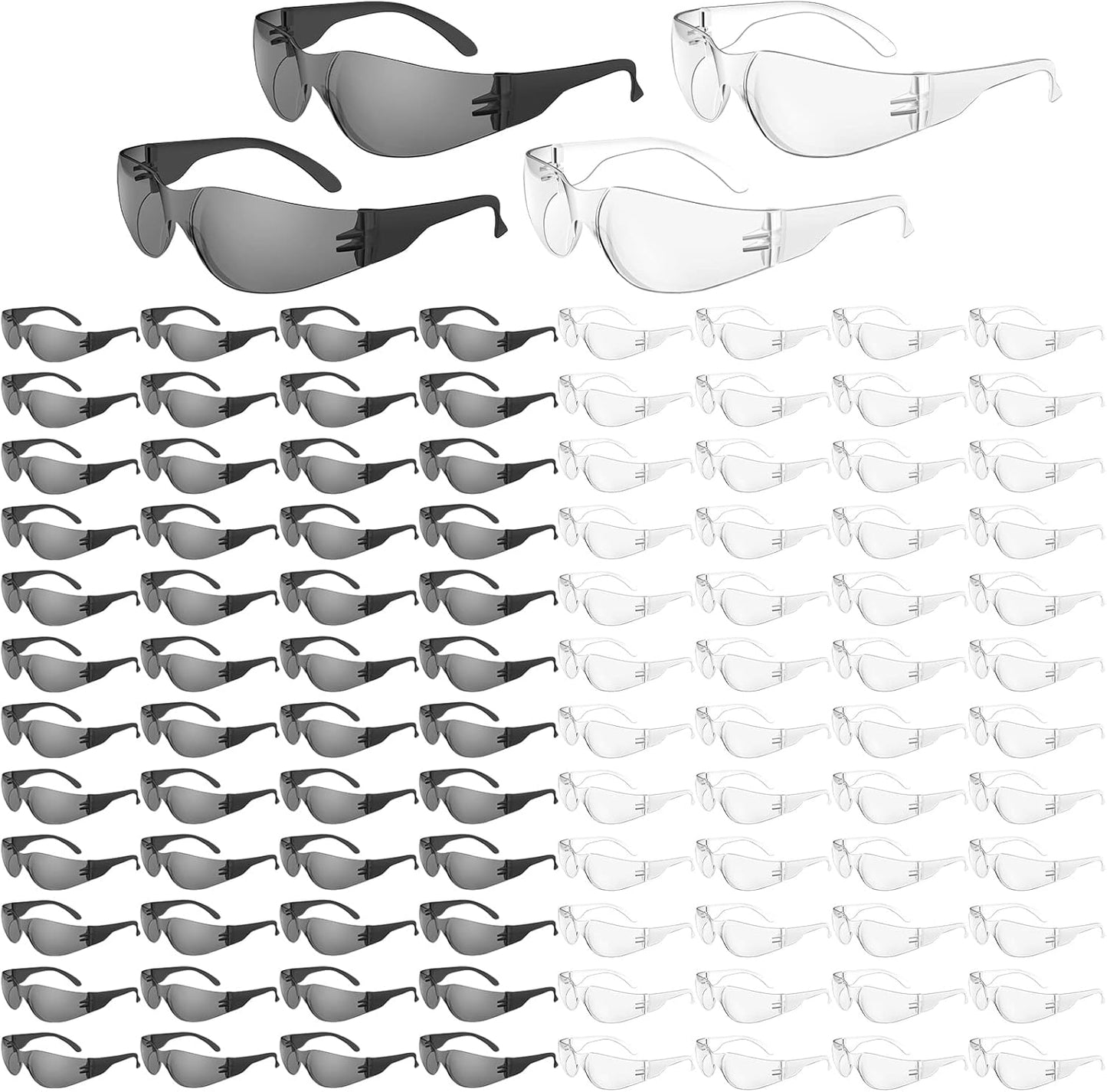 WFEANG Safety Glasses 100 Pair Protective Eyewear for Work