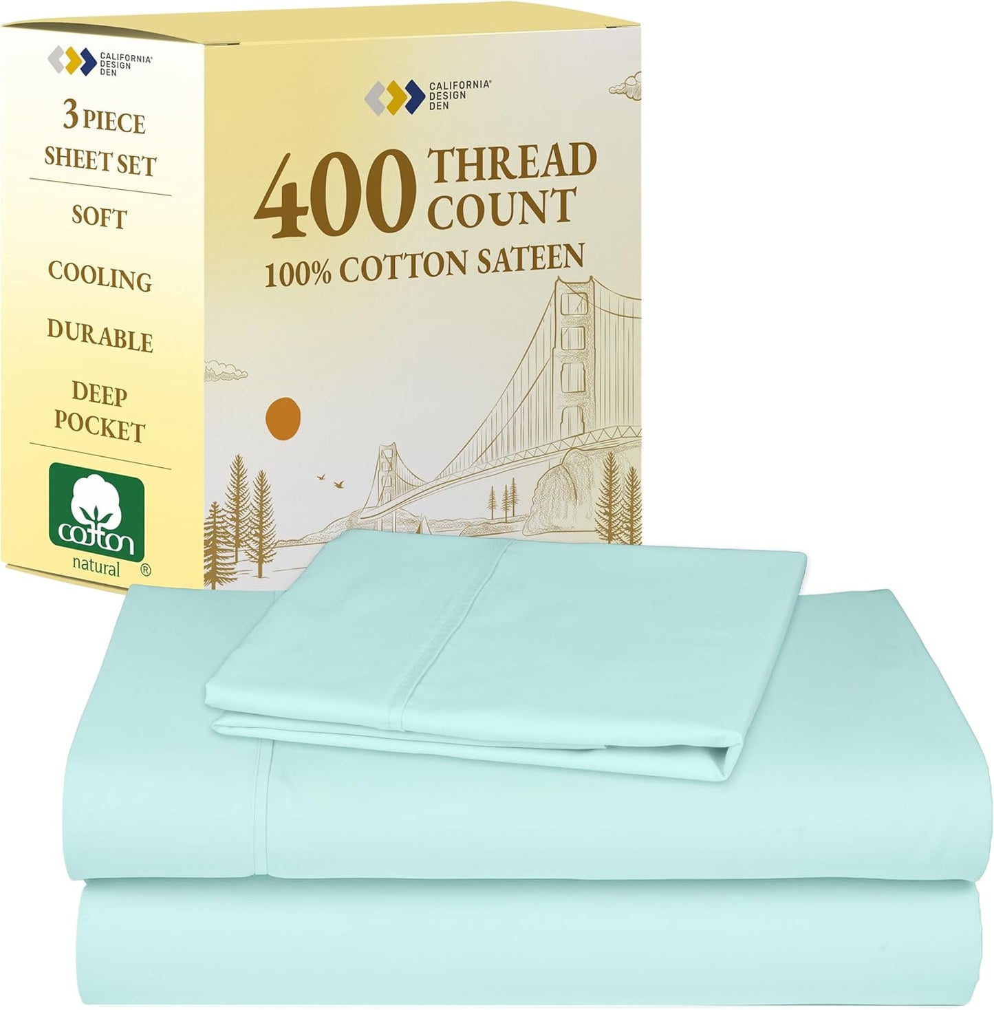California Design Den Soft Twin Sheets Set - 400 Thread Count