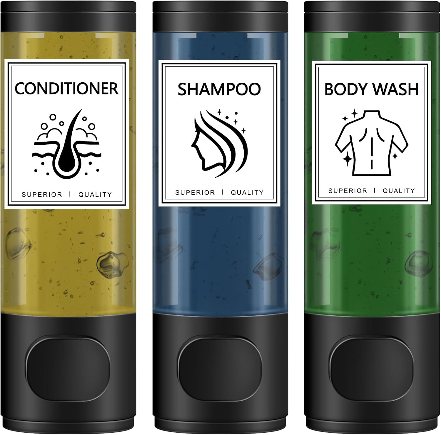Volufia 3 Chamber Shower Dispenser - Easy Installation, 900ML Capacity