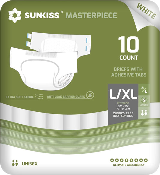 SUNKISS Masterpiece Adult Diapers with Tabs for Comfort and Protection