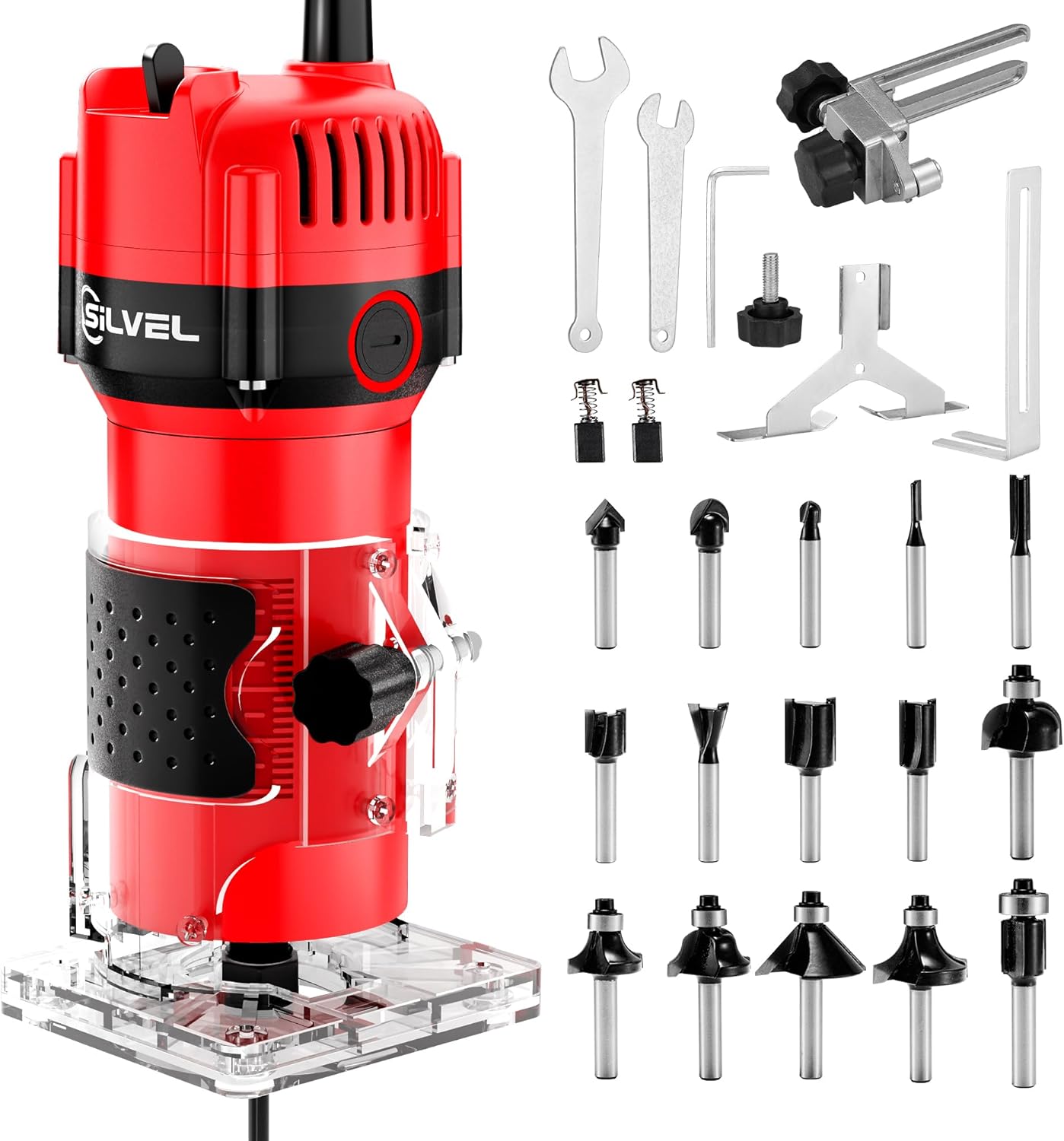 SILVEL Wood Router 800W Compact Edge Trimmer for Woodworking