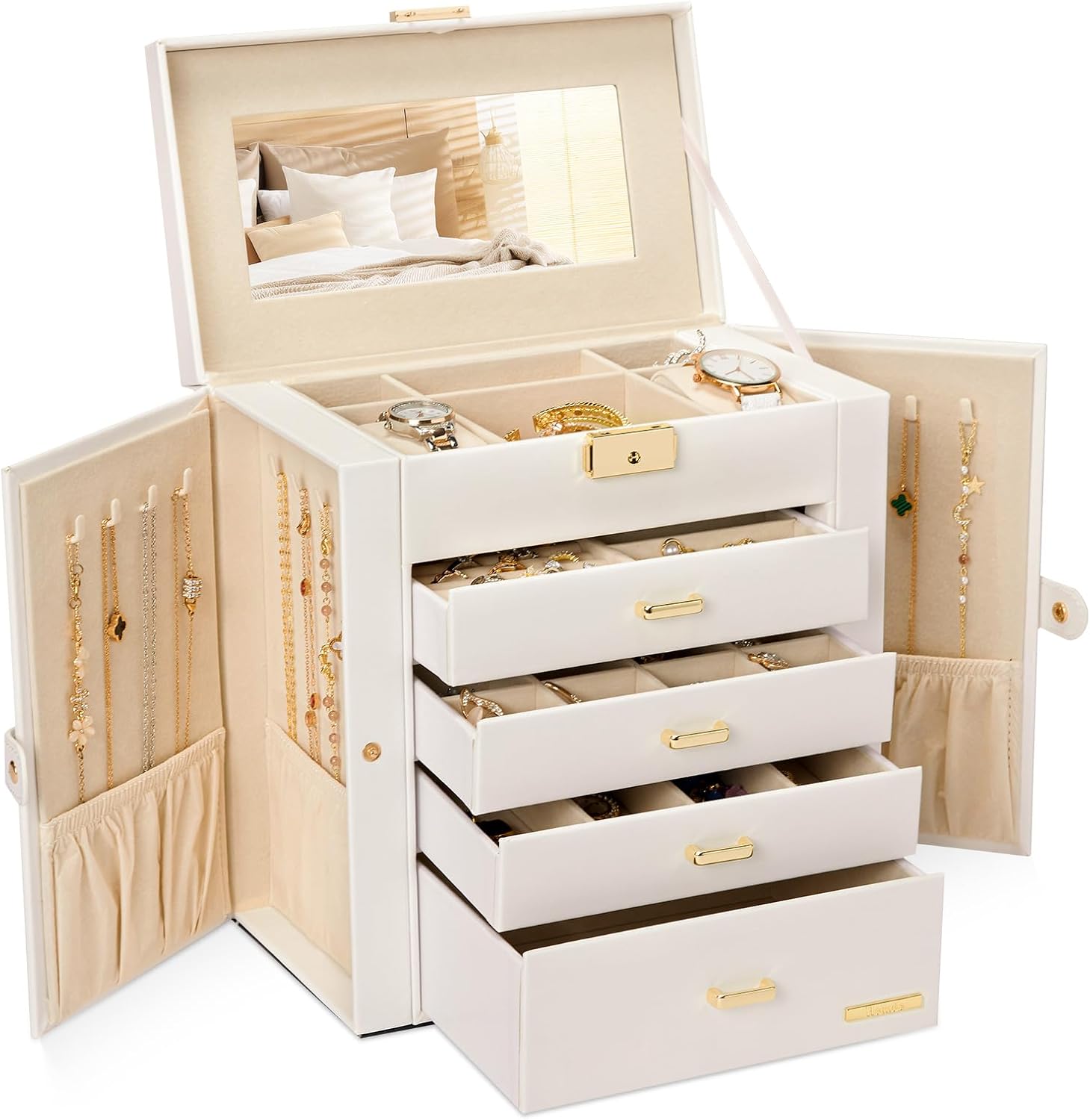 Homde Synthetic Leather Jewelry Box Organizer for Watches and More