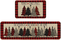 Red Buffalo Plaid Xmas Trees Kitchen Mats Set of 2 - Low-Profile