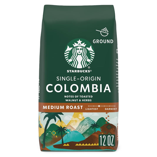 Starbucks Colombia Medium Roast Ground Coffee | 100% Arabica | 12 oz