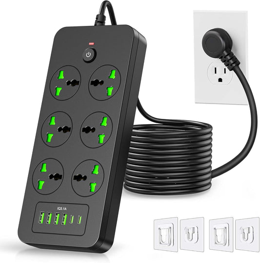 Universal Power Strip: 6 Outlets, 4 USB, Fast Charge