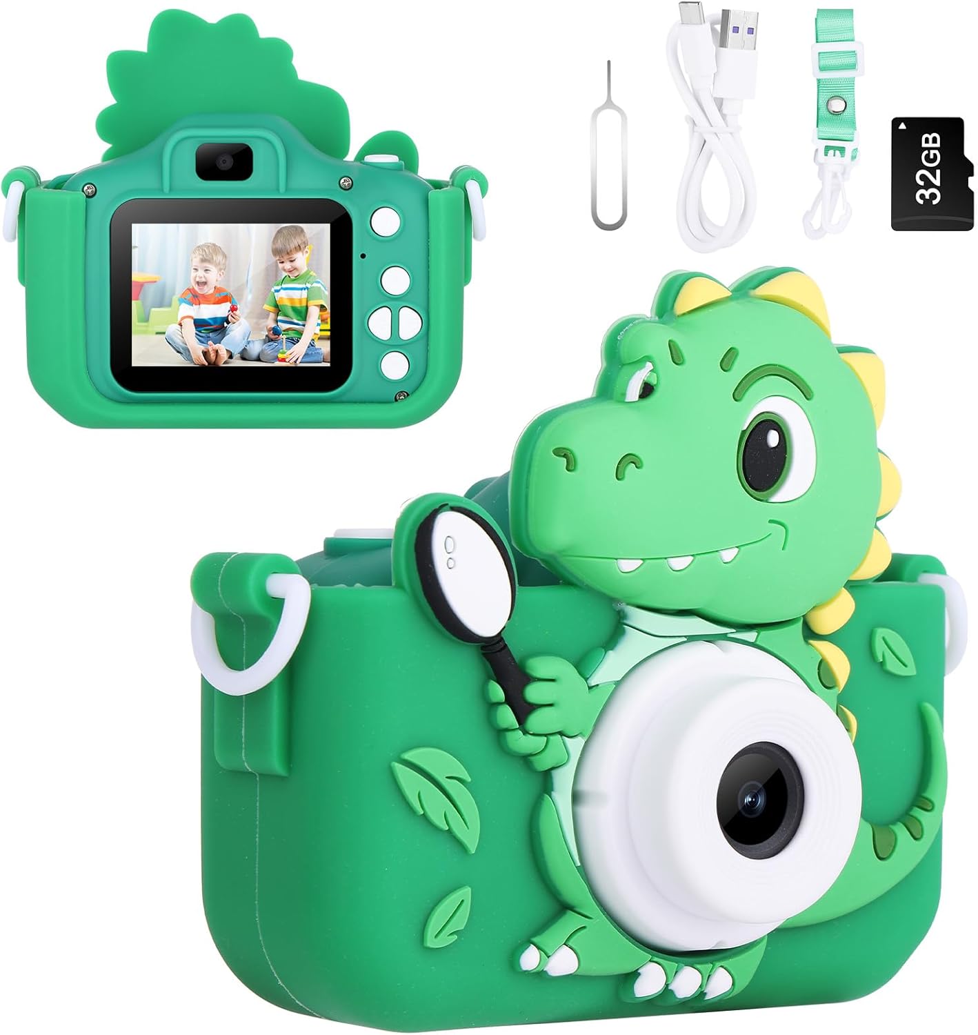 1080P Dinosaur Kids Camera + 32GB Card - Perfect Gift!