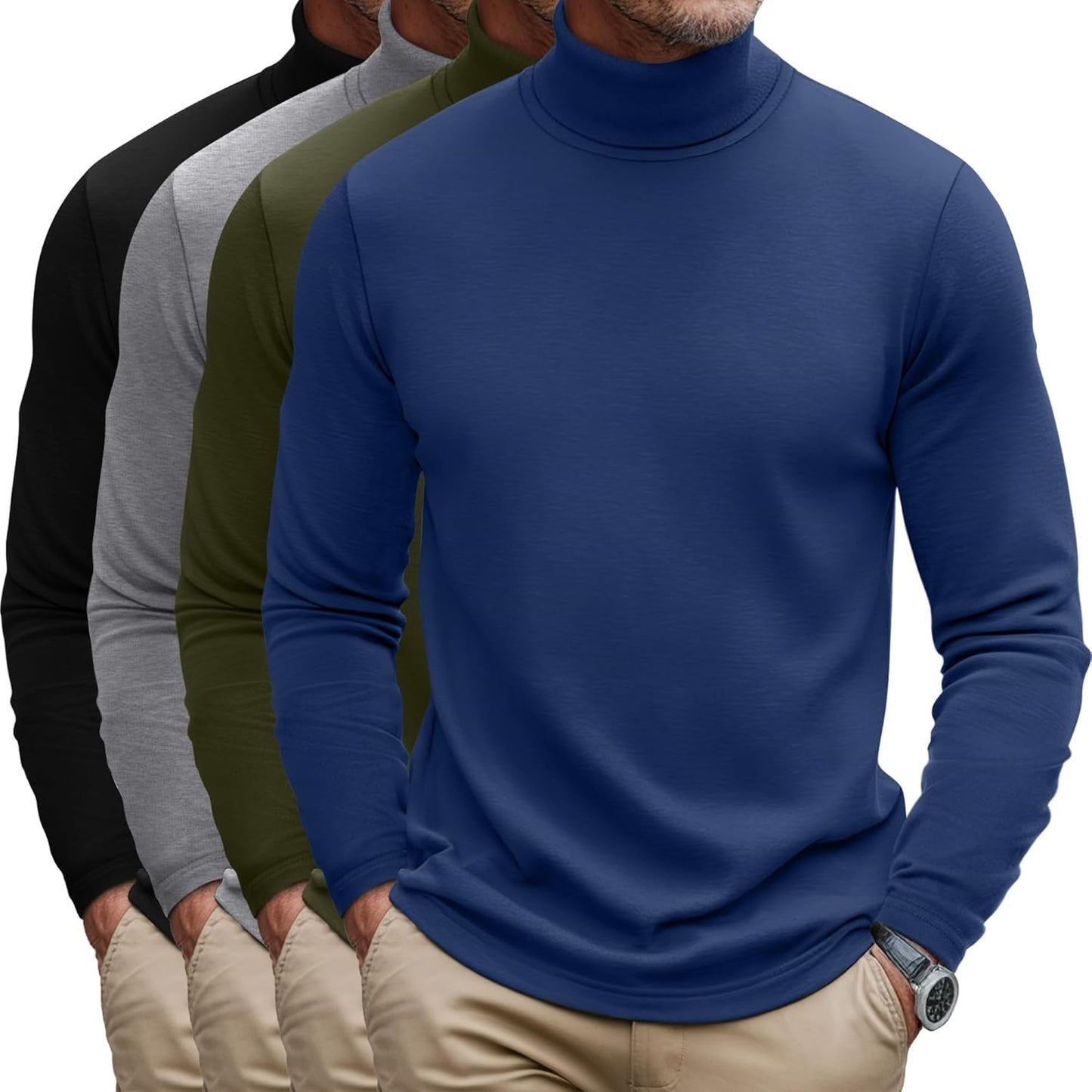 Huukeay Men's Turtleneck Shirts 4 Pack for Stylish Comfort