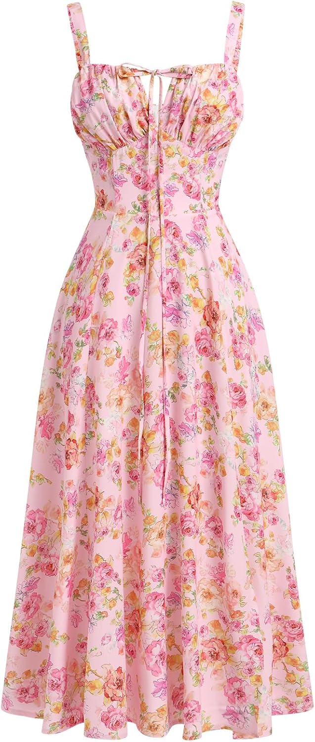 Floral Corset Dress for Women - Elegant Boho Sundress