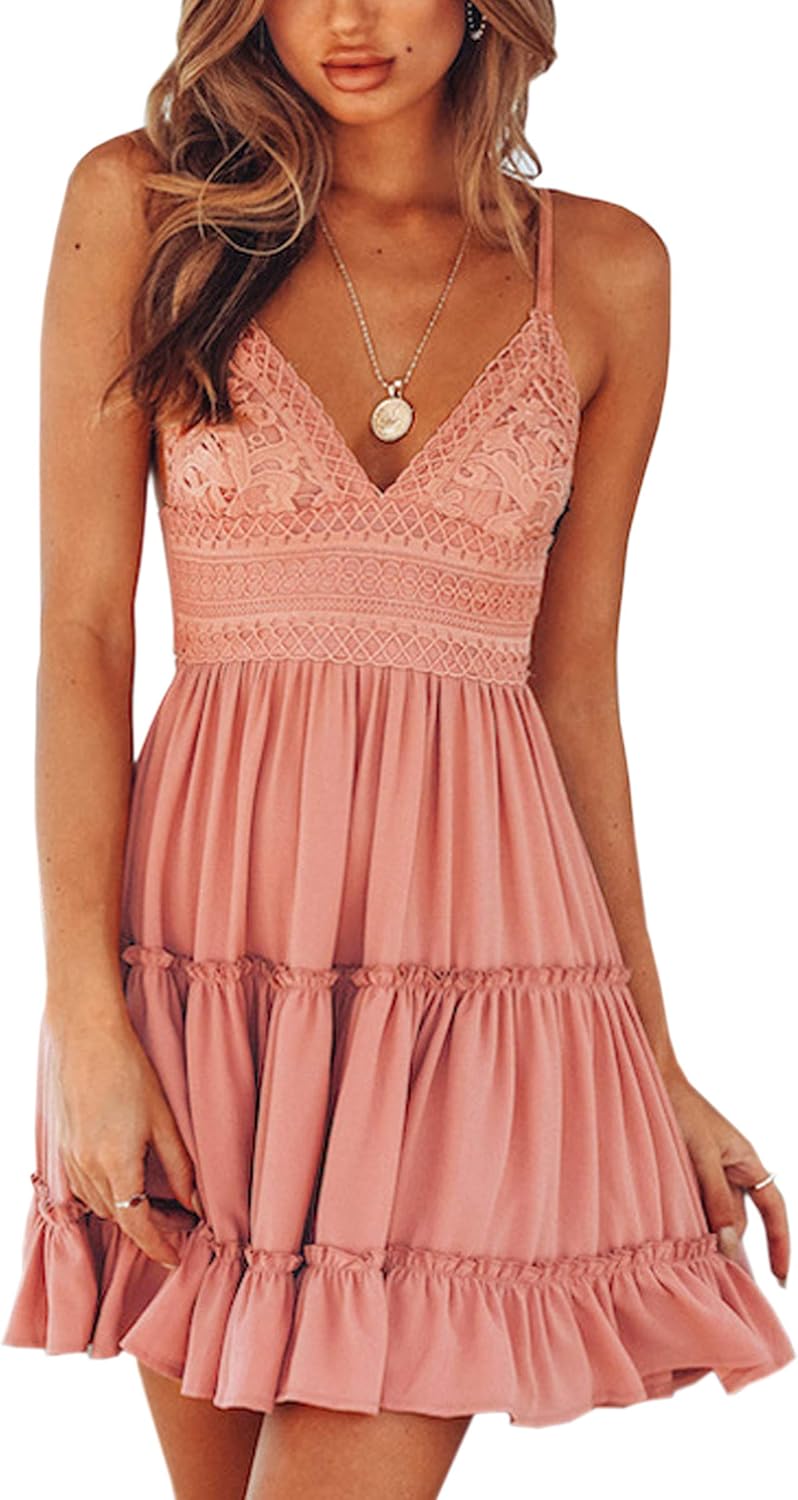 ECOWISH Summer Dresses for Women: V-Neck Spaghetti Strap Style