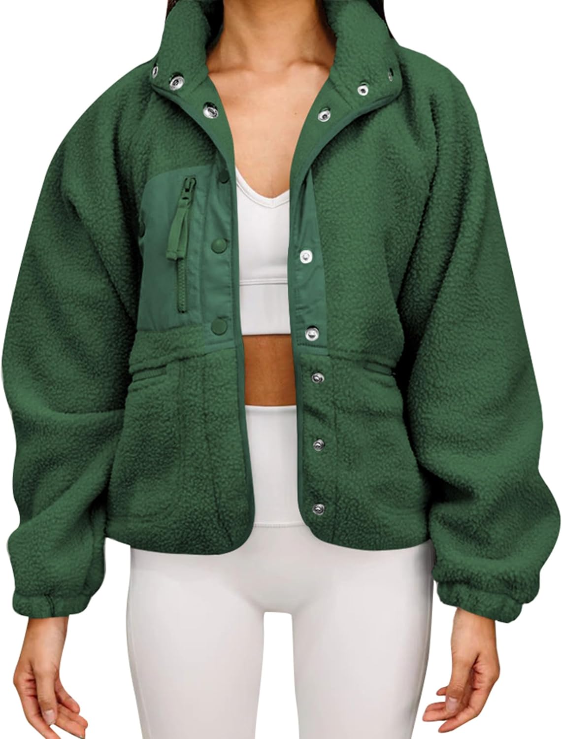 Aoang Womens Winter Coats Casual Lapel Long Sleeve Fleece Jacket