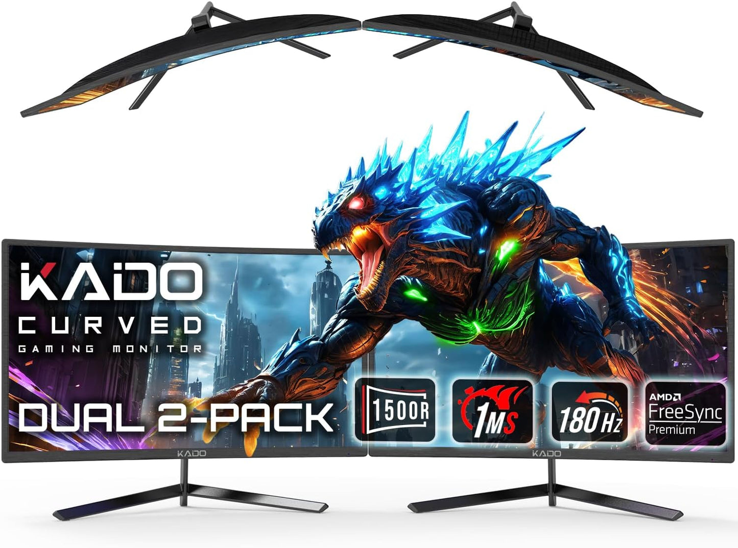 Kado Dual Gaming Monitor Setup - 24in 180Hz Curved Screens