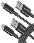 Anker USB A to Lightning Cable 6FT 2-Pack - Durable MFi Nylon